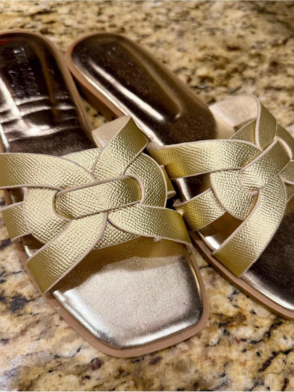 TOP Moda Gold Braided Slide Sandals - Picture 2 of 4